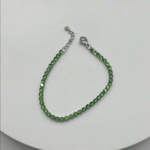 1019.  3mm Elegant Lime Green Crystal Tennis Bracelet